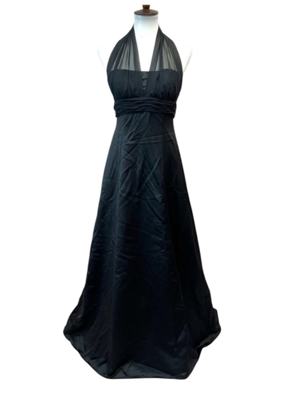 David’s Bridal Black Chiffon Overlay Bridesmaids Maxi Ball Gown